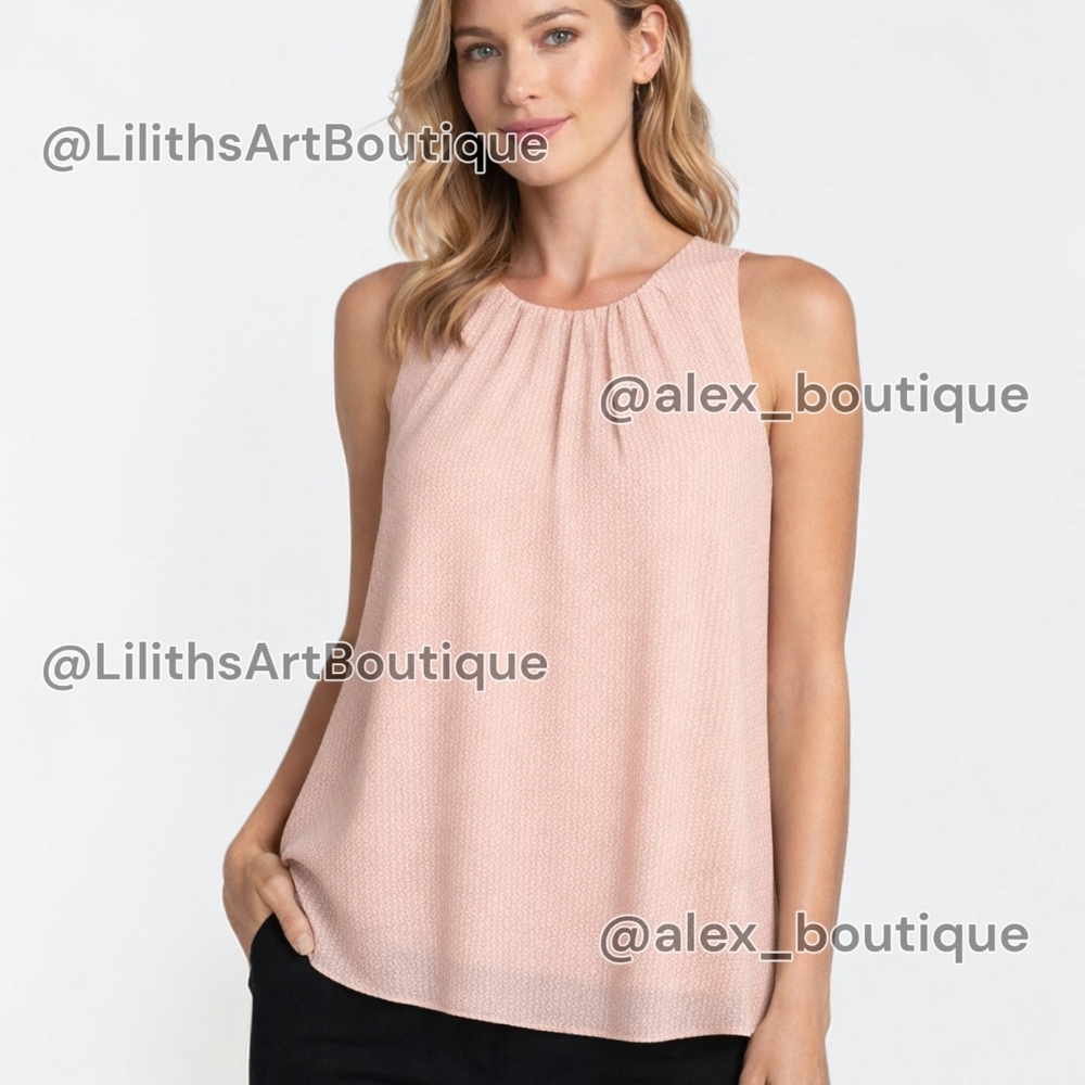 Vince Camuto Pleated Front Sleeveless Shell Top Peach Size M (L026)